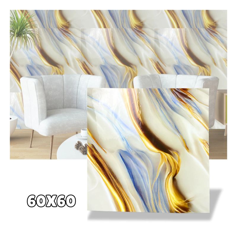 SET DE 10 LAMINAS DE RECUBR. P/PARED COLOR ORO Y CIELO 60x60 CM