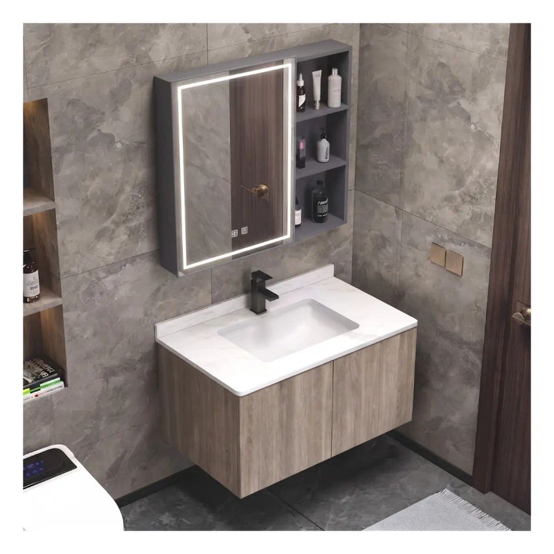 MUEBLE C/LAVAMANOS Y ESPEJO ANTI EMPAÑANTE 70X47X50 CM MADERA CLARA