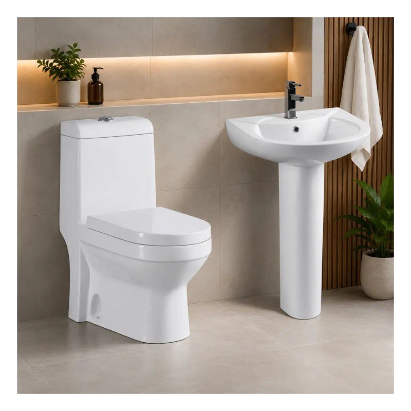 SET DE INODORO ELEGANT + LAVAMANOS PEDESTAL