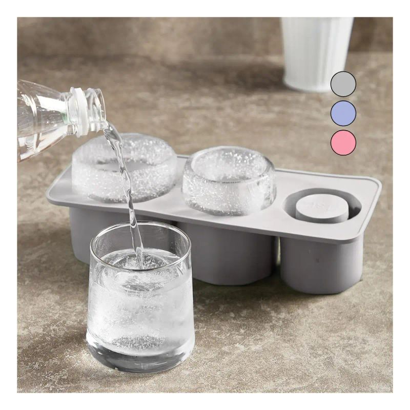 MOLDE PARA HIELO CILINDRICO 3 EN 1 DE SILICONE GRIS